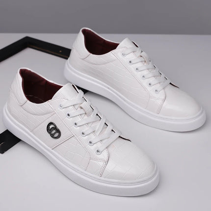 Popular crocodile pattern men's thick soled casual board shoes, trendy, breathable high-end, business plus size shoes (38-48)