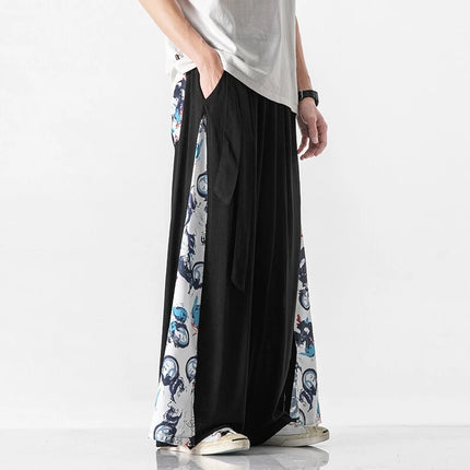 Pantaloni a Gamba Larga Streetwear da Uomo, Primaverili ed Estivi, Stampati, Casual, Stile Harem, Oversize, Vintage, Traspiranti e Comodi