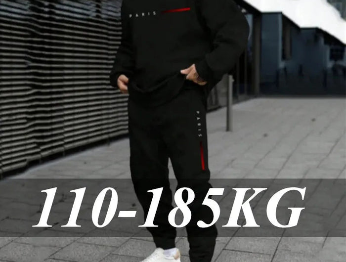 1pc/2pcs Daily Casual Sweatshirts Sweatpants Plus Size Men's Set 7XL 6XL Autumn Winter Fashion Sports Tracksuit Hoodies Trousers PlatiNum