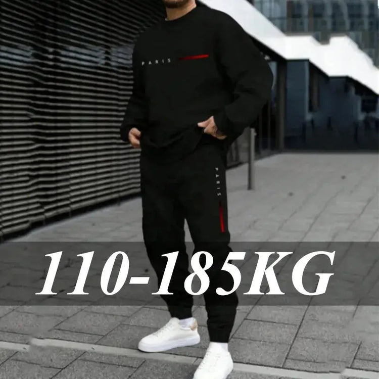 1pc/2pcs Daily Casual Sweatshirts Sweatpants Plus Size Men's Set 7XL 6XL Autumn Winter Fashion Sports Tracksuit Hoodies Trousers PlatiNum