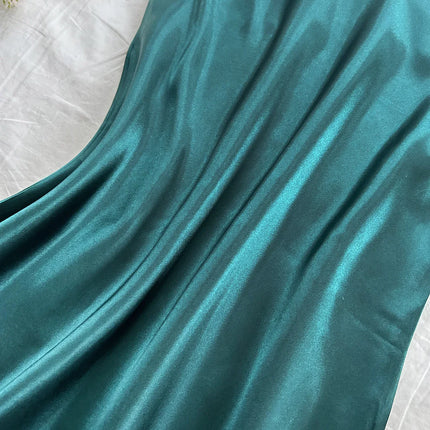 Elegante camicia da notte in raso da donna, sexy e comoda, abito lungo a tinta unita, pigiama per donna