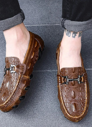 Scarpe Casual da uomo in vera pelle stile coccodrillo mocassini per scarpe comodi da uomo scarpe da uomo Casual Slip on semplici scarpe da guida