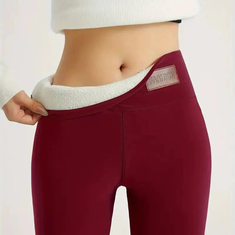 Women Ultra Thick Imitation Lamb Wool Leggings Autumn Winter Warm Fleece Leggings Female Plush High Waist Elasticity Tights