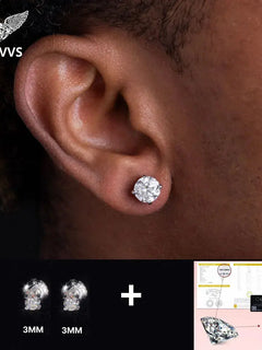 3/4/5/6/7/8/9/10mm D Colore VVS Moissanite Orecchini con perno S925 Sterling Silver Orecchini con fi