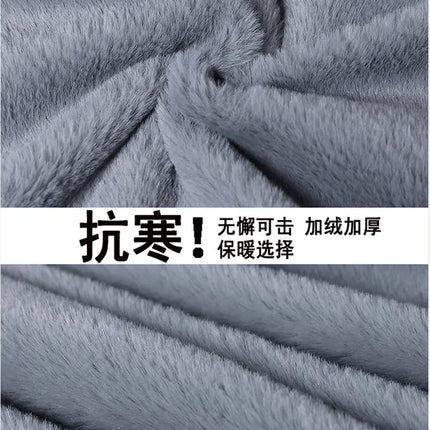 Fashion Autumn Winter Men's Hooded Fleece Jackets Youth High Streetwear Casual Plush Liner Coats Windproof Padded Tops Clothing