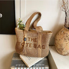 Borsa da donna in paglia intrecciata di grande capacità in stile francese, nuova borsa a tracolla per vacanze al mare, borsa tote da pendolarismo casual