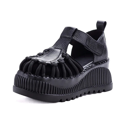 Women's Leather Slip-on Shoes, New Style 2026, Closed-Toe Shoes, Roman Style Sandals, Women's Retro Platform Shoes