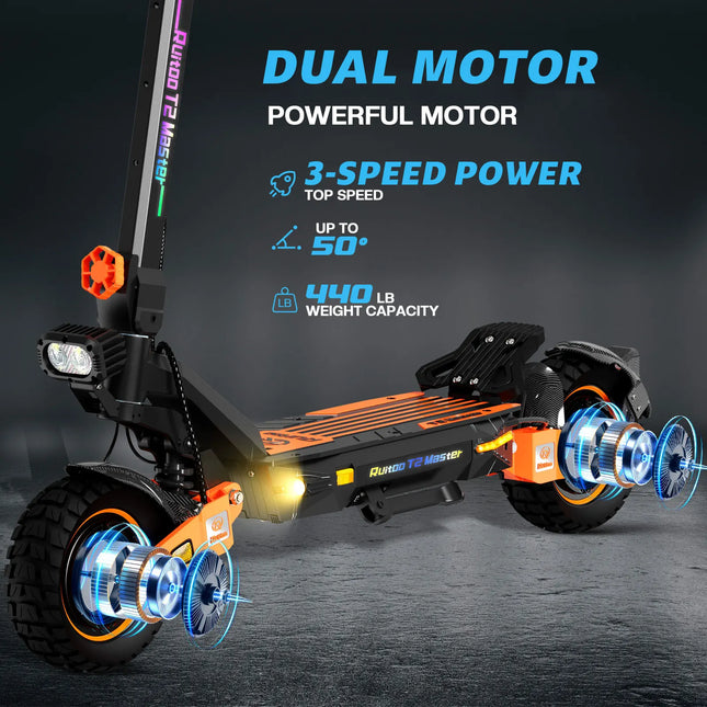 RUITOO T2 Master 2025 Nuovo 2400W Doppio Motore Scooter Elettrico 52V 20.8Ah Velocità di Assorbimento Degli Urti Idraulico 55 km/h Escooter Per Adulti