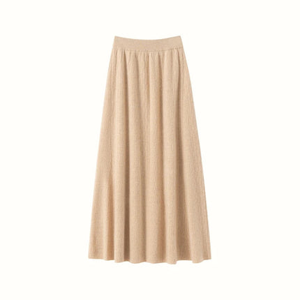 Choice New 100% Cashmere Skirt Women Long Skirt Autumn Winter Office Lady Soft Cashmere A Line Skirt Simple Grace Cashmere Dress PlatiNum