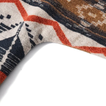 Winter New Indian Pattern Western Nomadic Robe Cotton And Wool Blend Vintage Kimono Jacket Casual Cardigan Coat