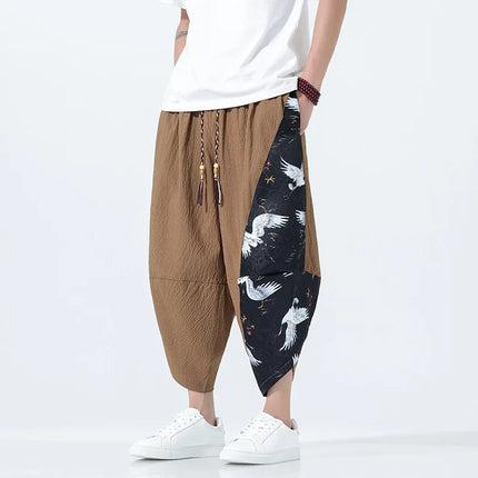 Pantaloncini estivi da uomo stile giapponese retrò comodi pantaloni da spiaggia traspiranti da uomo cintura elastica pantaloni casual Harun larghi e sottili