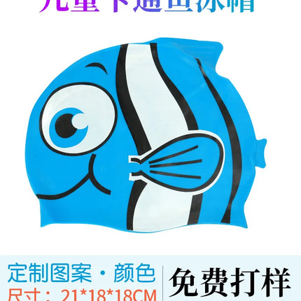 Cuffia da nuoto per bambini Cuffia da nuoto impermeabile per cartoni animati per ragazzi e ragazze Cuffia da nuoto universale in silicone morbido a forma di pesce