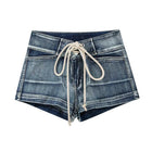 Summer Women Kpop Jean Shorts Abi Y2K 2000s Lace Up Denim Hot Pants Grunge Gyaru Japanese American Retro Cyber Punk Harajuku New PlatiNum
