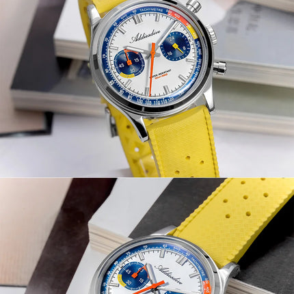 ADDIESDIVE New Men Watch 38mm VK64 Chronograph Fluororubber Luxury Domed Glass BGW9 Luminous 100m Waterproof Quartz Wristwatch