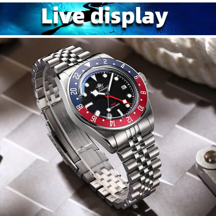 ADDIESDIVE Luxury GMT515-24H Men's Watch Diver 200m Bubble Mirror Glass BGW9 Super Luminous Stainless Steel Men's Analog Watches