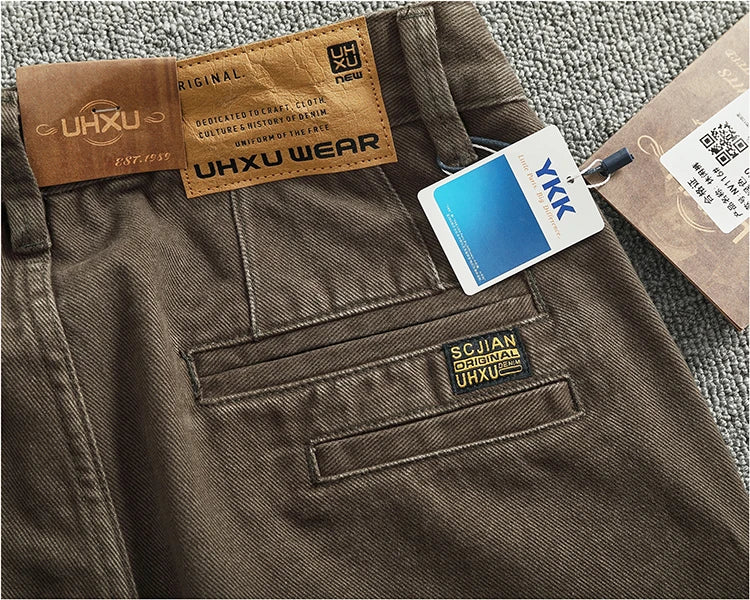 Solid color overalls men's straight leg CHINO casual pants Heavy cotton loose cone pants