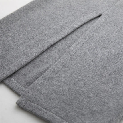 Women Pure Cashmere Long Skirts Autumn Winter Straight Ankle Length Thick Skirts 100% Cashmere Knit Drawstring and Split Skirts PlatiNum