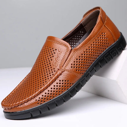 Moda scarpe in vera pelle da uomo piatte traspiranti estive scarpe casual da uomo morbide e confortevoli calzature maschili in pelle KA3559