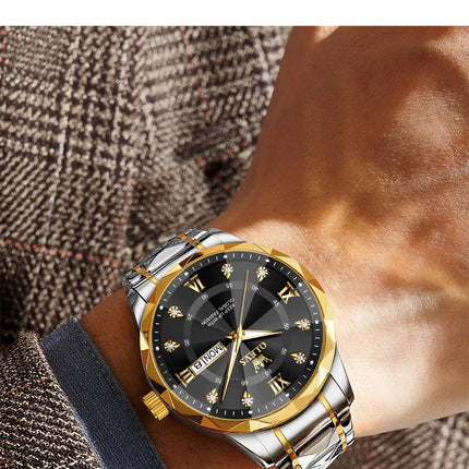 OLEVS Orologio da uomo al quarzo originale Orologio da uomo di lusso con calendario aziendale alla moda in acciaio inossidabile Orologio da specchio a forma impermeabile platinumshop