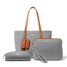 Miss Lulu WOMEN'S Handbag Set, Medium Shopper bag, 3-Piece Set Shoulder Bags FOR WOMEN'S, Elegant Handbag PlatiNum