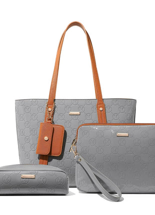 Miss Lulu WOMEN'S Handbag Set, Medium Shopper bag, 3-Piece Set Shoulder Bags FOR WOMEN'S, Elegant Handbag PlatiNum