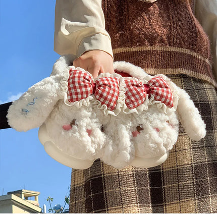2026 New Women's Cotton Bow Bunny Slippers Winter Indoor Home Warm Household Wool Cotton Shoes Women Wear Indoor Winte