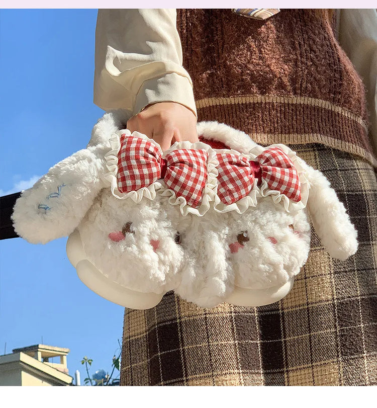 2026 New Women's Cotton Bow Bunny Slippers Winter Indoor Home Warm Household Wool Cotton Shoes Women Wear Indoor Winte