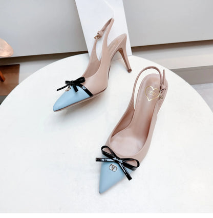 Heels sandals Gladiator summer luxury Brand 2025 bow Women High Heels Pointed toe designer Elegant Slingbacks Party Ladies Shoes