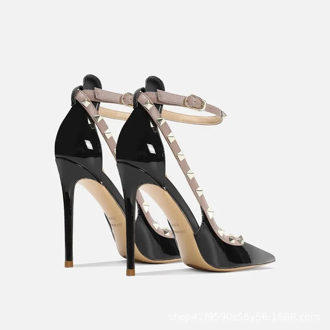 2025 Nuova linea estiva con tacchi alti con diamanti nudi Sandali Baotou con temperamento a punta sexy per le donne Tacchi alti a spillo platinumshop