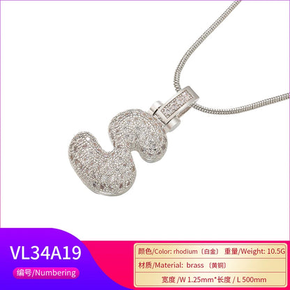 ZHUKOU Colore argento Bubble lettere iniziali collane 26 lettere pendenti collane per le donne Ottone CZ Gioielli all'ingrosso VL34