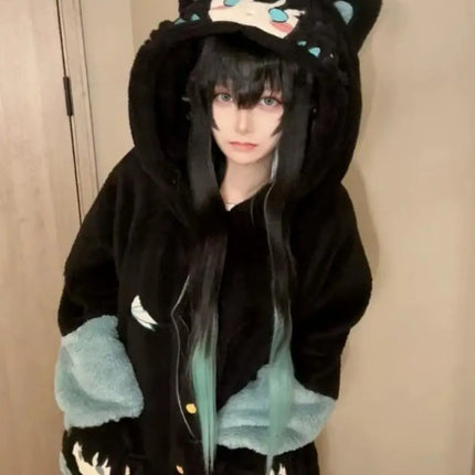 Demon Slayer Kanroji Mitsuri Tokito Muichiro Women Autumn Winter Loungewear Coral Fleece Robe  Love Hashira Cosplay Home Pajamas
