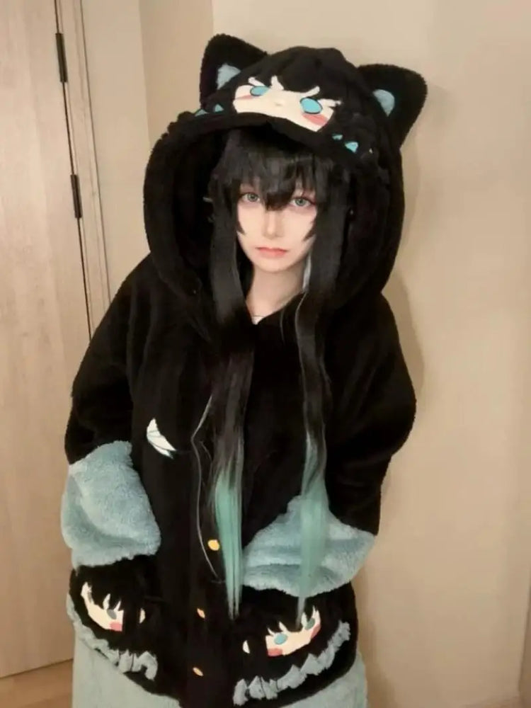 Demon Slayer Kanroji Mitsuri Tokito Muichiro Women Autumn Winter Loungewear Coral Fleece Robe  Love Hashira Cosplay Home Pajamas
