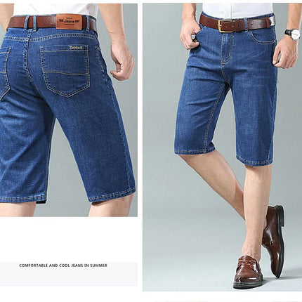 Pantaloncini di jeans da uomo estivi Nuovo stile Ricamo sottile Business Casual Jeans corti dritti Abbigliamento di marca maschile azzurro cielo