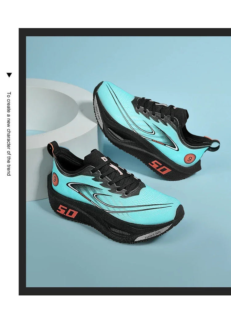 Unisex 2025 Full Carbon Plate Running Shoes Professional Marathon Racing Lightweight Bounce Cushion Breathable Sports Sneakers PlatiNum