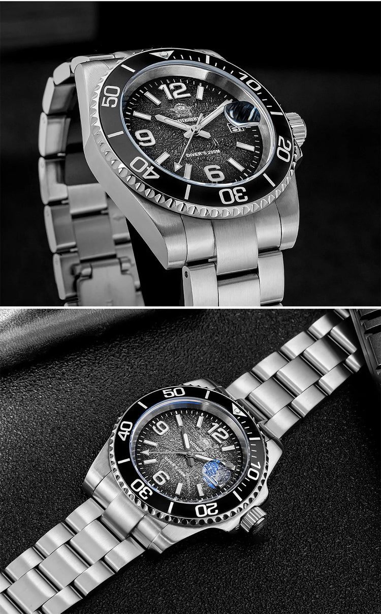 ADDIESDIVE 48mm Diver Watch Fashion Gradient Color Rotatable Bezel Quartz Watches Luminous 200m Waterproof Stainless Men's Watch