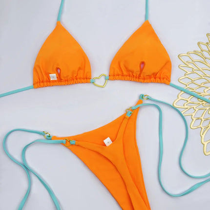 Nuovo costume da donna bikini bianco tinta unita costume da bagno alla moda con lacci a vita bassa set da due pezzi platinumshop