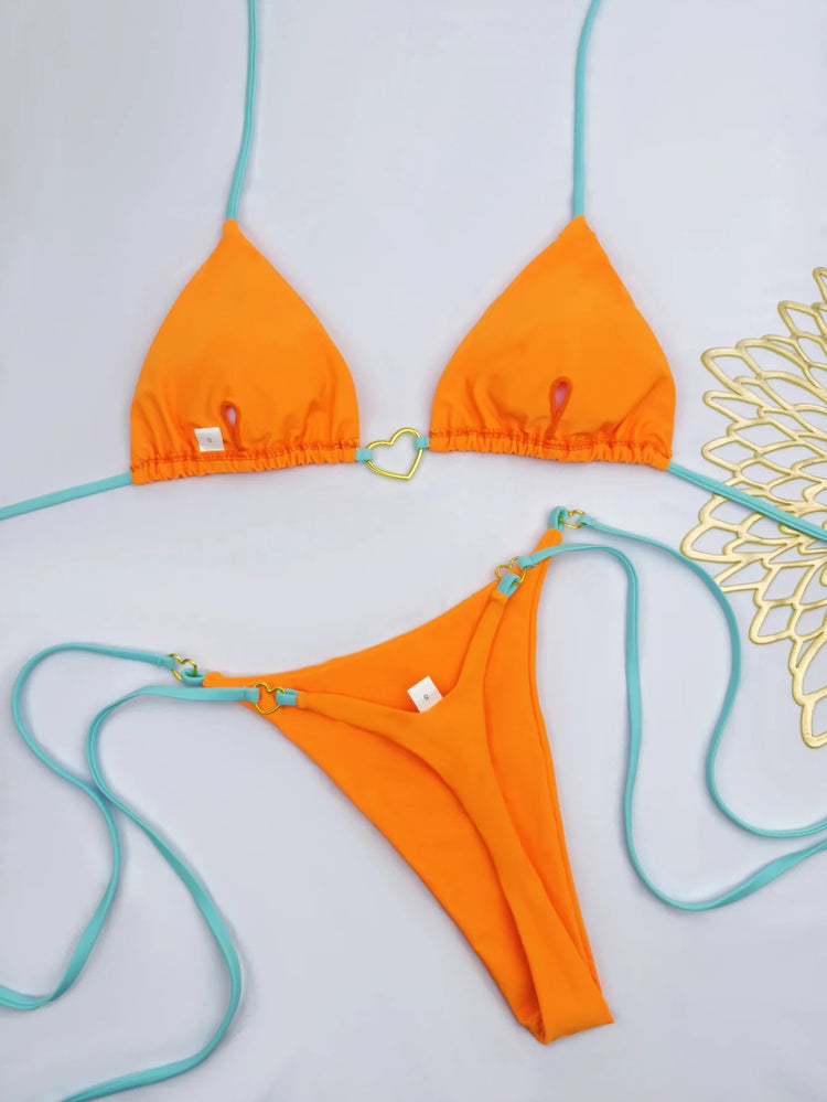 Nuovo costume da donna bikini bianco tinta unita costume da bagno alla moda con lacci a vita bassa set da due pezzi platinumshop