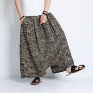 Pantaloni stile cinese uomo retrò Casual gamba larga pantaloni larghi Crossover cotone lino nuovi pantaloni grafici da uomo pantaloni Hip Hop M-5XL