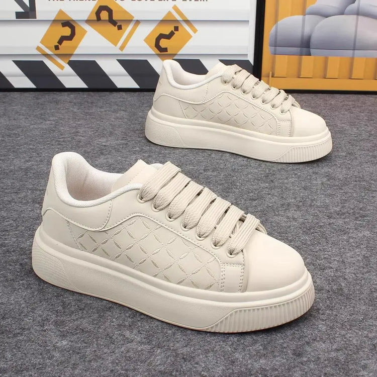 Luxury Men's Shoes 2026 Men Leather Sneakers Thick Soled Board Tennis Shoes New Casual Walking Shoes for Men & Women