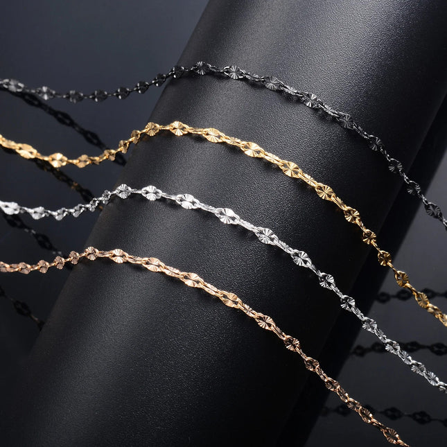 Yadreva Catena con labbra in rilievo Collana sottile in acciaio inossidabile da 2,5 mm Accessori per gioielli impermeabili con maglie fatte a mano PlatiNum