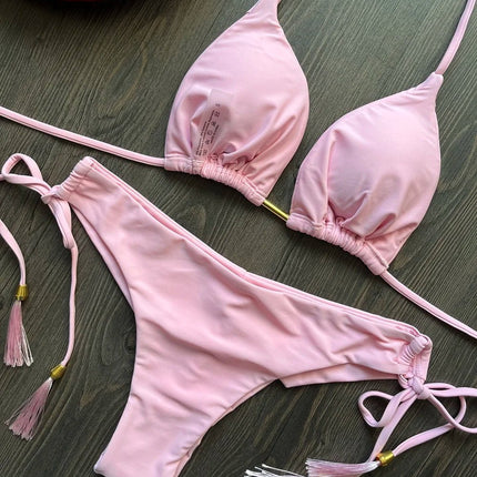 RUOTONGSEPT 2025 Nuovo Sexy Costume da Bagno Triangolare in 13 Colori per Donne, Bikini Brasiliano, Costume Push-Up, Set Bikini da Spiaggia platinumshop