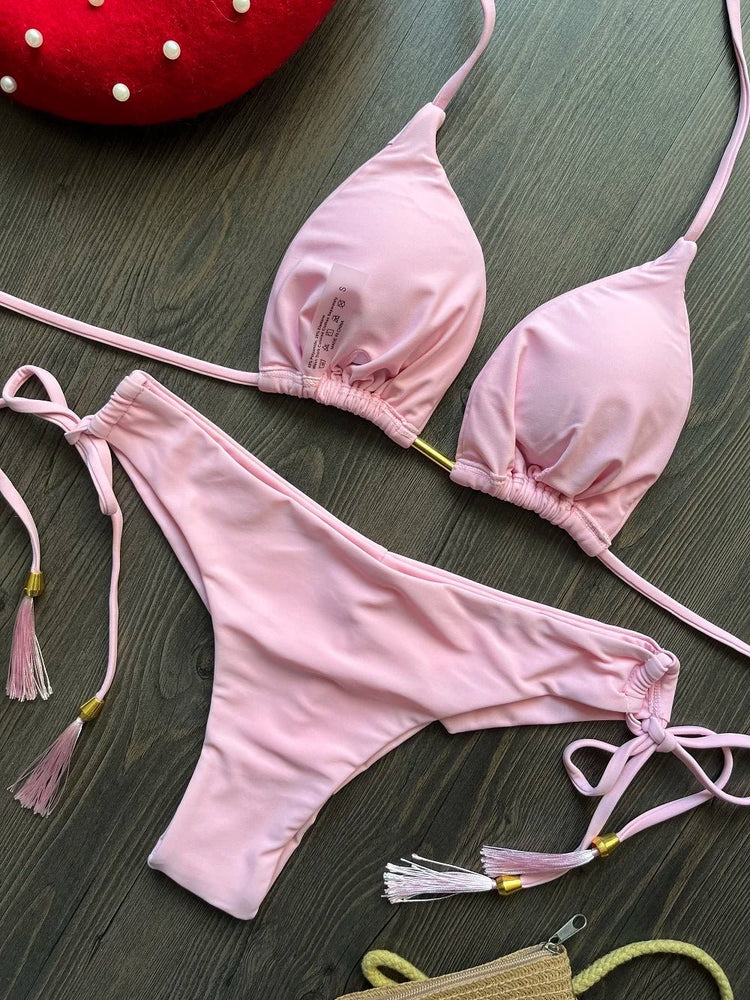 RUOTONGSEPT 2025 Nuovo Sexy Costume da Bagno Triangolare in 13 Colori per Donne, Bikini Brasiliano, Costume Push-Up, Set Bikini da Spiaggia platinumshop