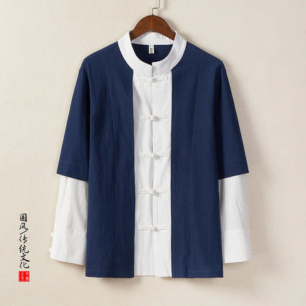 Camicie da uomo tradizionali Camicie da uomo in cotone e lino retrò stile cinese Camicette casual da uomo Kung Fu Tai Chi Tang da meditazione Zen