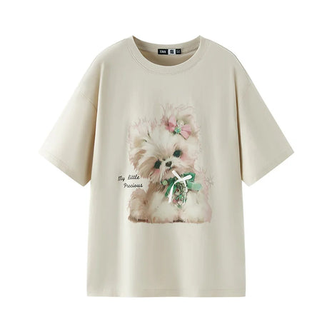 T-shirt lunga Semir con fiocco da donna, vestibilità ampia in cotone, nuova collezione estiva 2025, top grafico carino per ragazze adolescenti