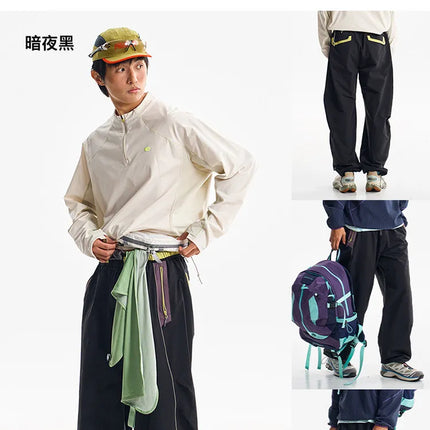 Men Women Splice Fashion Outdoor Loose Casual Lightweight Quick Dry Sports Cargo Baggy Pants Track Trouser Jogger Sweatpants
