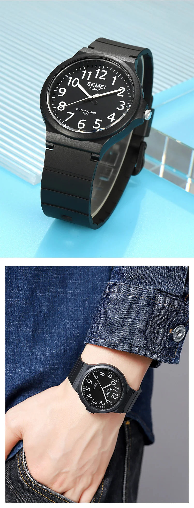 SKMEI Top Brand Casual Quartz Wristwatches Mens New Simple TPU Strap 3Bar Waterproof Watches For Male Time Clock Reloj Hombre