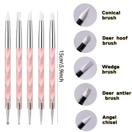 10Pcs Nail Liner Brush Set UV Gel Nail Brushes Kits Silicone Point Flower Nail Pen French Stripe Line Painting Drawing Tools