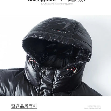 Men Down Jacket 2025 Trendy White Duck Down Thick Cold Proof Warm Hooded Pike Coat Outdoor Casual Winter Zipper Puffer Jacket