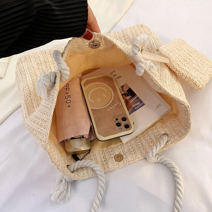 Designer Women's Bags Fashion Large Capacity Straw Tote Bag Summer Beach Bag Casual Big Bali Bag