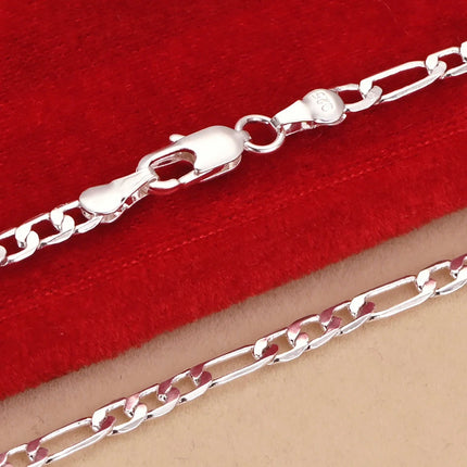 Nobile nuovo arriva 925 sterling silver 4MM catena per uomo donna braccialetto collana set di gioielli signora regali di Natale charms matrimonio platinumshop